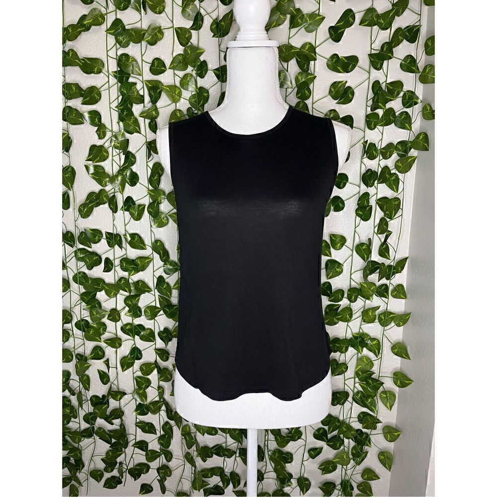 Tommy Bahama Black Silk Blend Sleeveless Crew-Neck Cropped Top Size XS